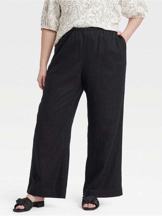 a new day Pants - A New Day Wide-Leg Drawstring Pants — Black